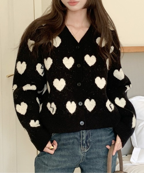 チャチャ ハートカーディガン Lサイズ ブラック チャチャ ハートカーディガン Lサイズ ブラック チャチャ ハート