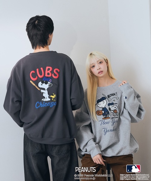 PEANUTS トレーナー スウェット 「PEANUTS×MLB」オリジナルデザイン 裏