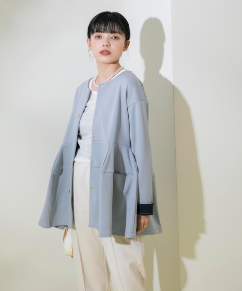 Eimee Law」 ノーカラージャケット 38 サックスブルー レディース