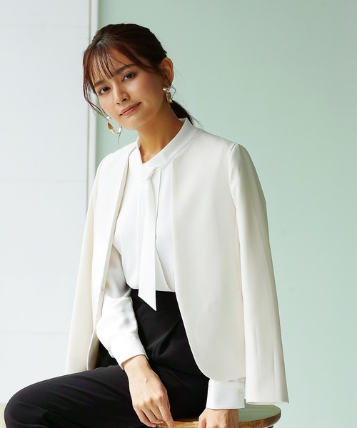 WHITE JOOLA」 ノーカラージャケット M オフホワイト レディース