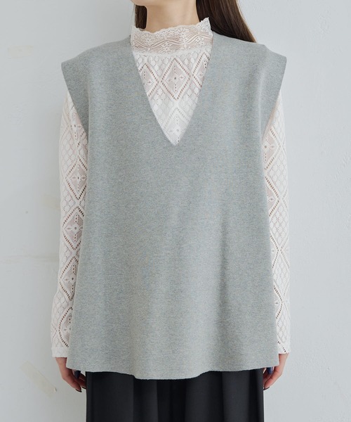 「PUAL CE CIN」 ニットベスト FREE ブラック レディース_画像6