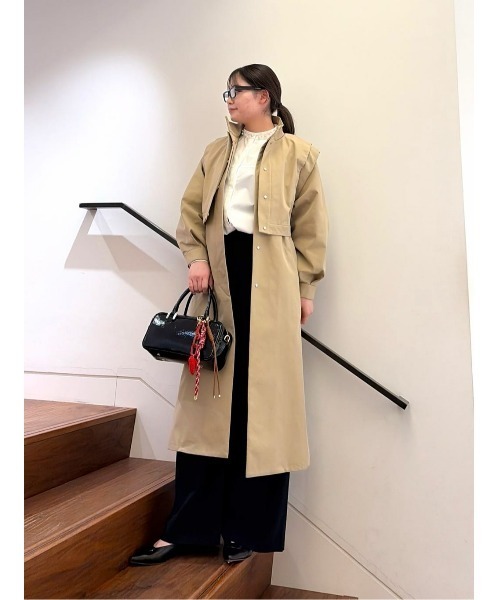 アルアバイル　21AW 5.9万　薄手　ウールロングコート　サイズ2 薄ベージュ allureville(アルアバイル)｜4WAYスタンドロングコート/ベージュ の