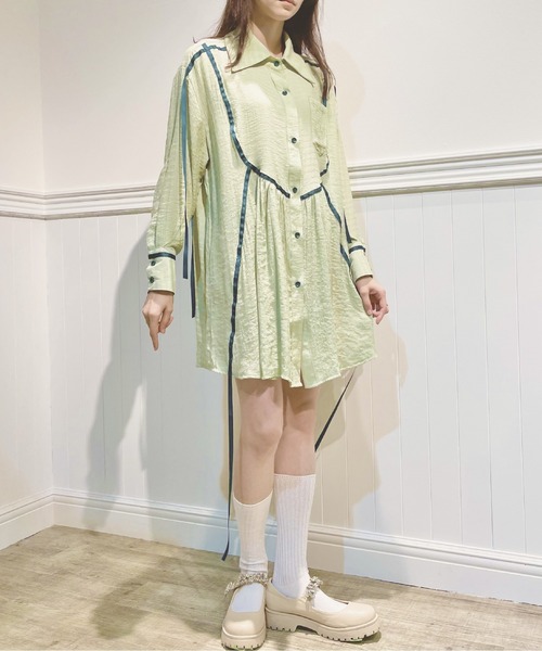「LA POMME petit」 長袖シャツ SMALL ライトグリーン レディース_画像7