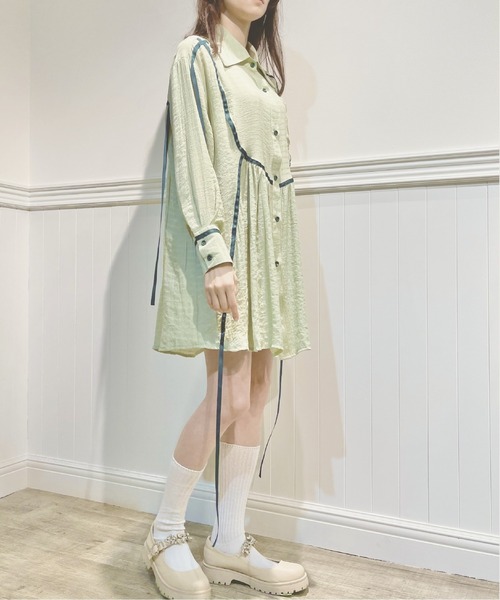「LA POMME petit」 長袖シャツ SMALL ライトグリーン レディース_画像8