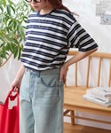tシャツ 半袖 配色マルチボーダー オーバーサ...の詳細画像4