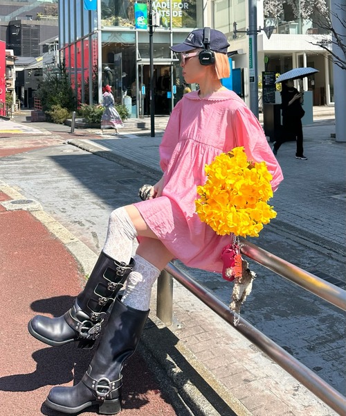 Alley Tokyo 7分袖ワンピース FREE サックスブルー レディース