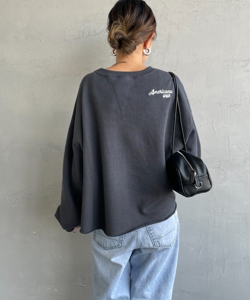 「AMERICANA」 スウェットカットソー ONE SIZE スミクロ レディース_画像5