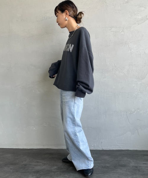 「AMERICANA」 スウェットカットソー ONE SIZE スミクロ レディース_画像7