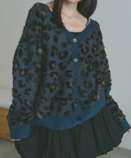 「VANNIE U」 ニットカーディガン FREE ブルー レディース_画像5
