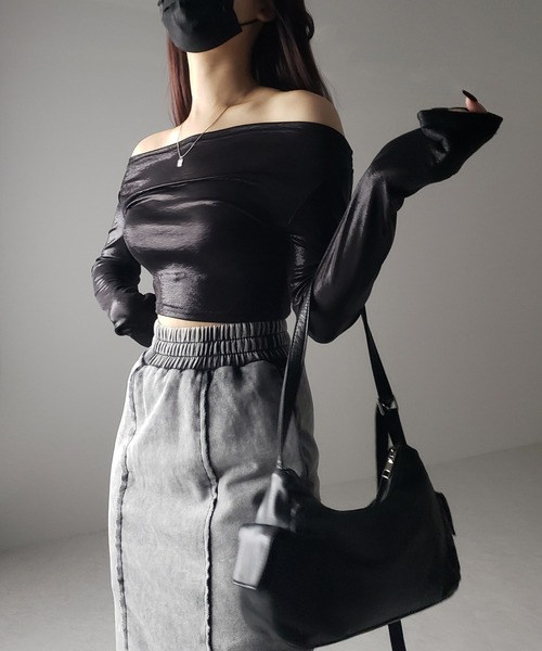 「me+em select」 ロングスカート SMALL グレー レディース_画像6