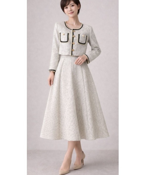 HanaBanaAquascutum スカートスーツ セットアップ【新品】 スカートスーツ セットアップフォーマルミモレ丈スカートスーツ2点