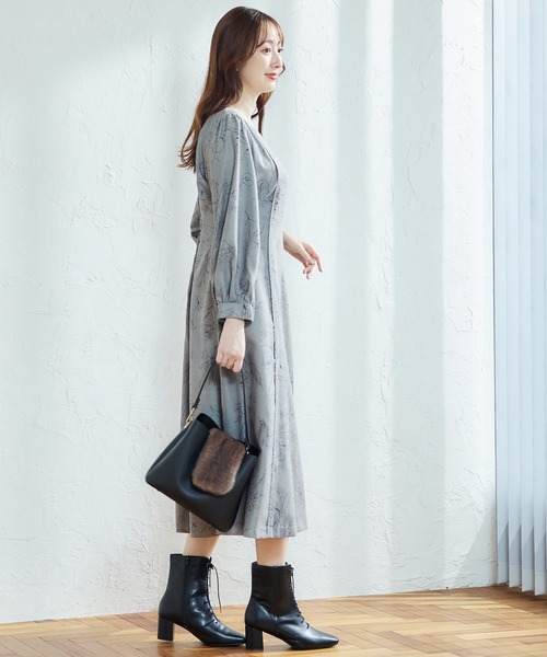 「12Twelve Agenda」 長袖ワンピース M ブラウン レディース_画像7