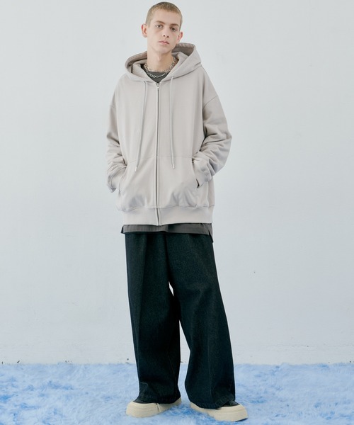 「AIVER」 ジップアップパーカー SMALL ブラック メンズ_画像4