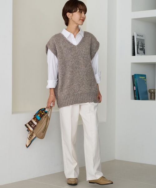 「TRICOTS JEAN MARC」 ニットベスト FREE ライトグレー レディース_画像2