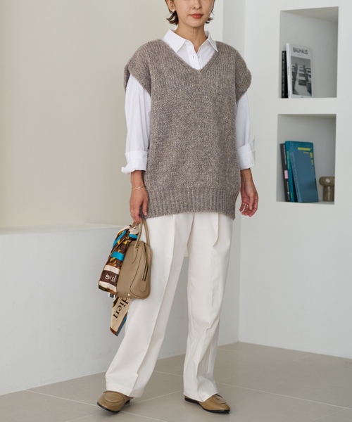 「TRICOTS JEAN MARC」 ニットベスト FREE ライトグレー レディース_画像3