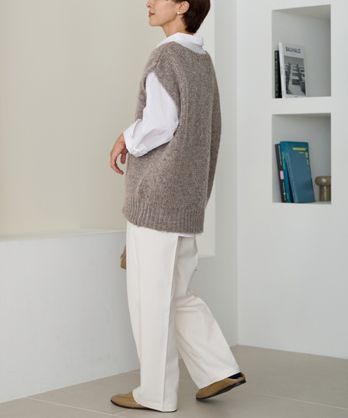 「TRICOTS JEAN MARC」 ニットベスト FREE ライトグレー レディース_画像6
