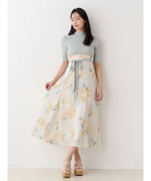 つばさ♡マーキュリーデュオ 花柄ガウン フラワーギャザーガウン/花柄/ワンピース/ロング[品番：MKSW0012329