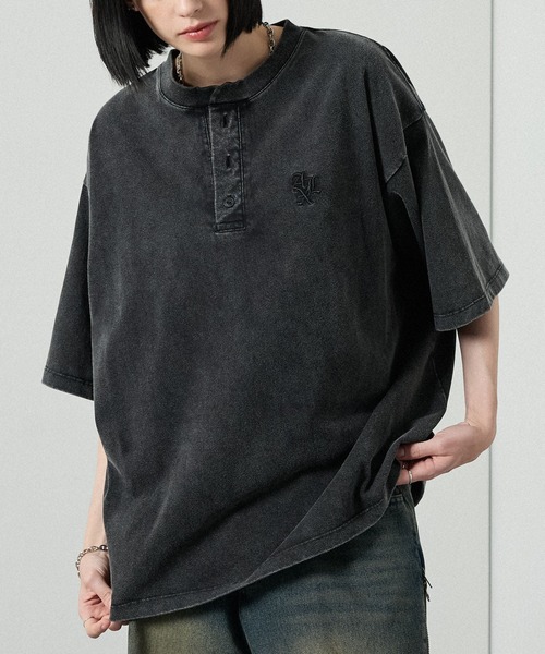 ヘンリーネック uvカット tシャツ 「Alfred Alex」ヴィンテージライク