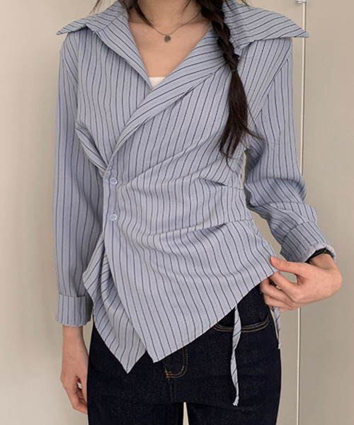 かぐれ　カシュクールシャツブラウス LE CERCLE par rope' ブラウス シャツ 製品染めカシュクールシャツ