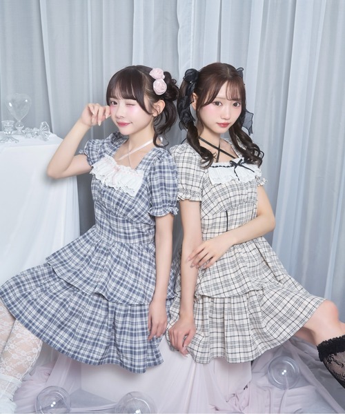 Honey Cinnamon（ハニーシナモン） ワンピース 半袖 デコルテリボン