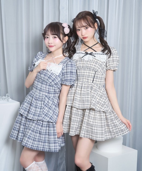 Honey Cinnamon（ハニーシナモン） ワンピース 半袖 デコルテリボン