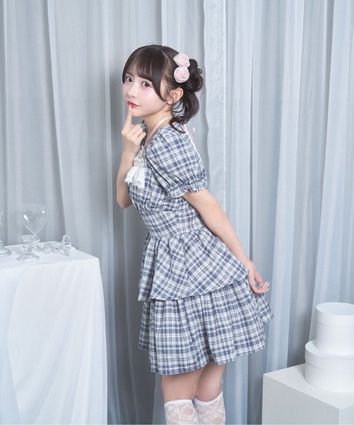 Honey Cinnamon（ハニーシナモン） ワンピース 半袖 デコルテリボン