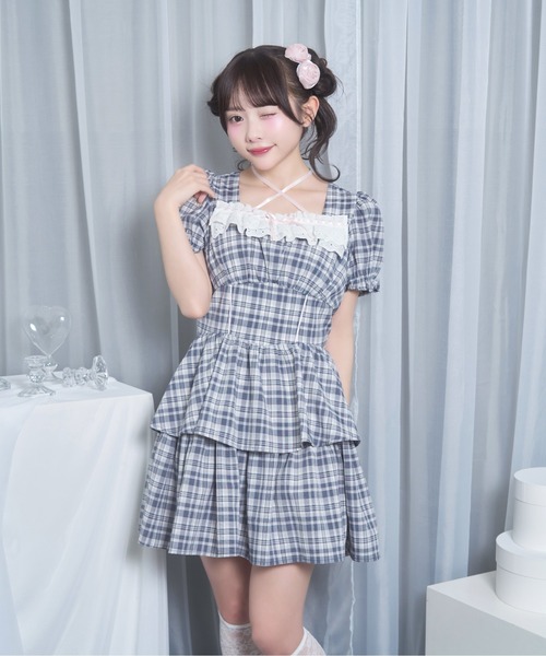 Honey Cinnamon（ハニーシナモン） ワンピース 半袖 デコルテリボン