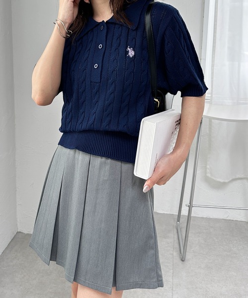 「U.S. POLO ASSN.」 半袖ニット S ネイビー レディース_画像8