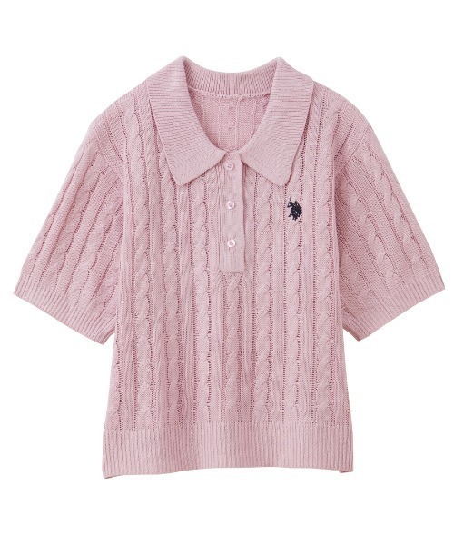 「U.S. POLO ASSN.」 半袖ニット S ネイビー レディース_画像9