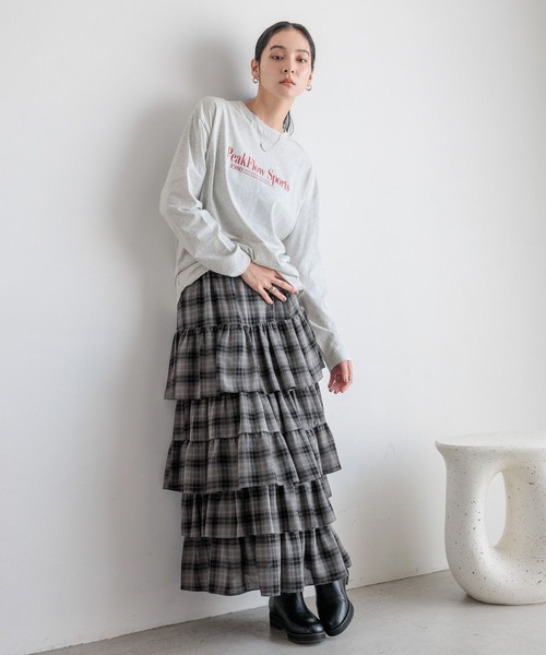 「LOWRYS FARM」 長袖カットソー FREE チャコールグレー レディース_画像6