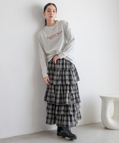 「LOWRYS FARM」 長袖カットソー FREE チャコールグレー レディース_画像7