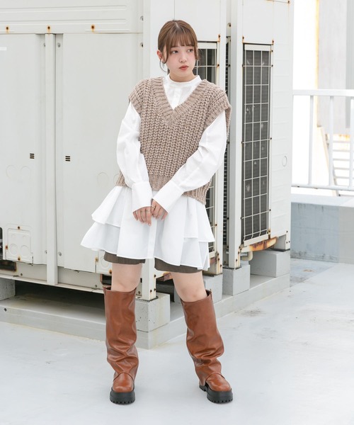 「KBF」 長袖ワンピース ONE ブルー系その他 レディース_画像6