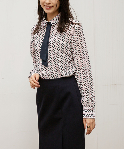 【ふく】ナラカミーチェ♦キカジョーゼットプリントミニボウタイ NARACAMICIE（ナラカミーチェ） シャツ ブラウス キカジョーゼット