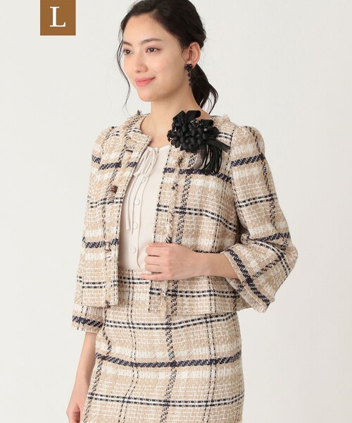 奇跡の再販 ジャケット ノーカラージャケット L リリアンチェックツイードジャケット 21年春夏再入荷 Www Newmatic Ae