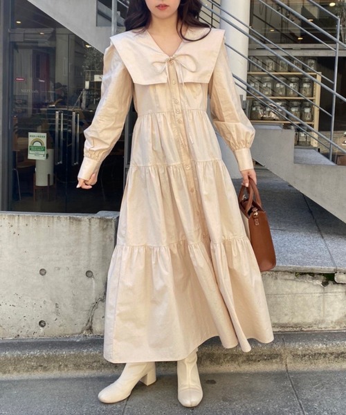 one after another NICE CLAUP ワンピース セーラーカラーワンピ―ス