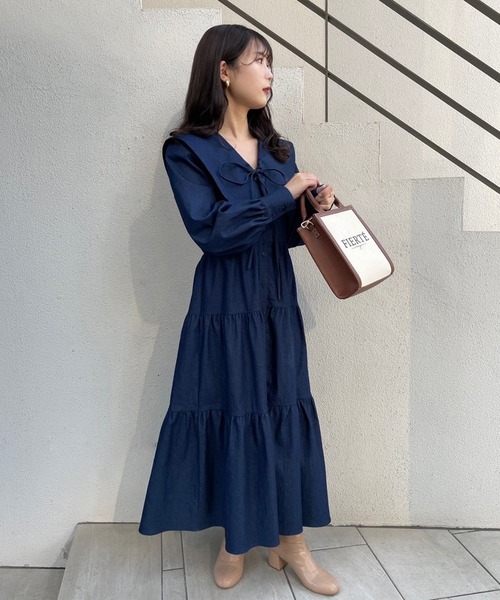 one after another NICE CLAUP ワンピース セーラーカラーワンピ―ス