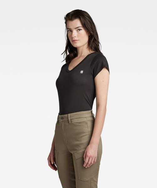 売れ筋商品|||ジースター Tシャツ レディース トップス EYBEN  V T 2.0 WMN - Basic T-shirt - plein air Eyben Slim V T-Shirt 2.0 | Green | G-STAR® US