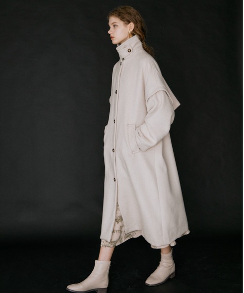 ステンカラーコート コート 2way long wool coat/2wayウール混ロング