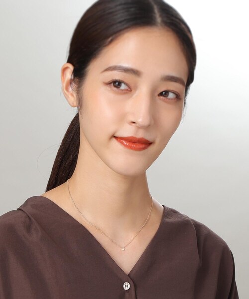 ネックレス K18ダイヤモンドラウンドカット ボールチェーンネックレス レディースの画像