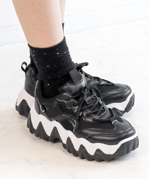 タバサ様用【未使用♡新品】黒／23㎝／HUNTER Original Short LOVEHUNTER スニーカー 厚底ギザギザソール ダッドスニーカー
