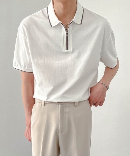 L todBurberryLondon ホワイト ジップアップ ポロシャツ L todBurberryLondon ホワイト ジップアップ ポロシャツ L