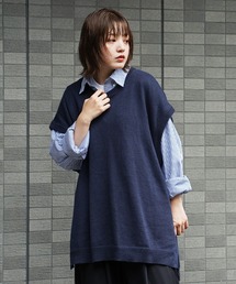 エムアンドキョウコ ベスト ジレ ニット 佐藤繊維 リネン コットン En serio TOKYO ベスト ジレ リネンコットン ルーズシルエット サマー