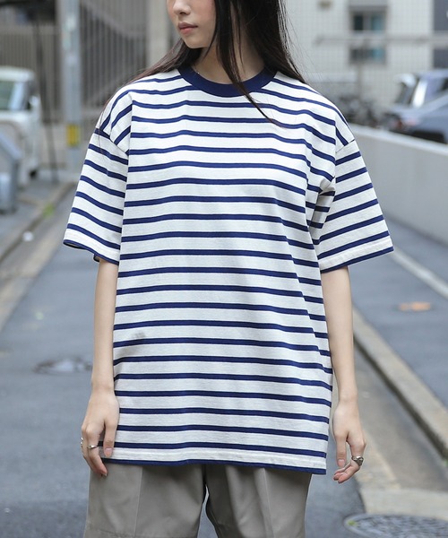 tシャツ 「洗える」ボーダーワイドBIG Tシャツ レディース 自由区 tシャツ 「洗える」ボーダーワイドBIG Tシャツ