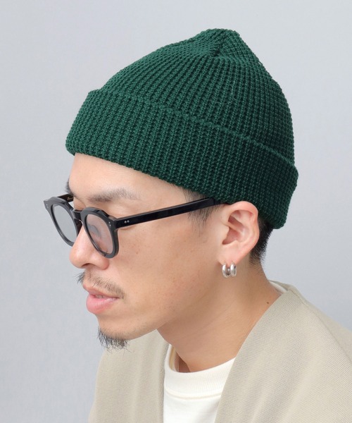 アイパス IPATH ダークグリーン ニット帽　つばつきニット帽 Basiquenti ニット帽 ニットキャップ アクリル ワッフル ニットワッチ