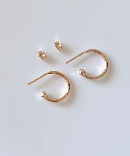 CERCA ピアス 「 jolie joie 」14kgf スタッド フープ ゴールドピアス