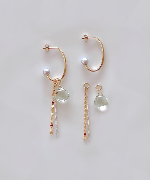 CERCA ピアス 「 jolie joie 」14kgf スタッド フープ ゴールド