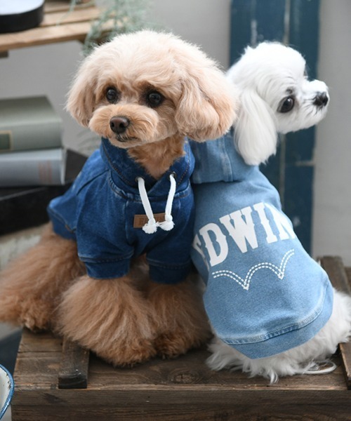 EDWIN（エドウィン） 犬 服 EDWIN/デニムライクロゴパーカー