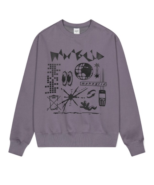 トレーナー スウェット 「mahagrid/マハグリッド」NETWORK SPARK SWEATSHIRT/ネットワークデザイン スウェットシャツ レ