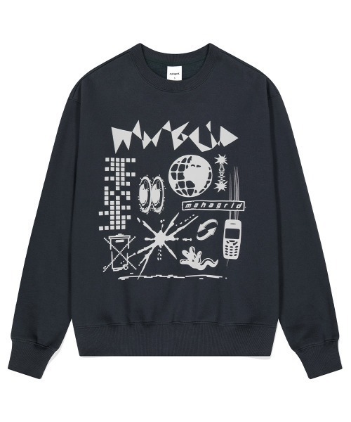 トレーナー スウェット 「mahagrid/マハグリッド」NETWORK SPARK SWEATSHIRT/ネットワークデザイン スウェットシャツ レ MAHAGRID トレーナー スウェット 「mahagrid/マハグリッド