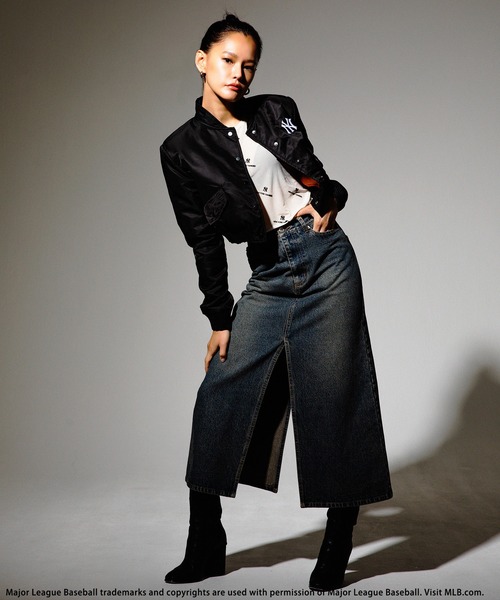 BACK TO THE FIELD デニムスカート 「MLB」ポケットロゴスリットデニム